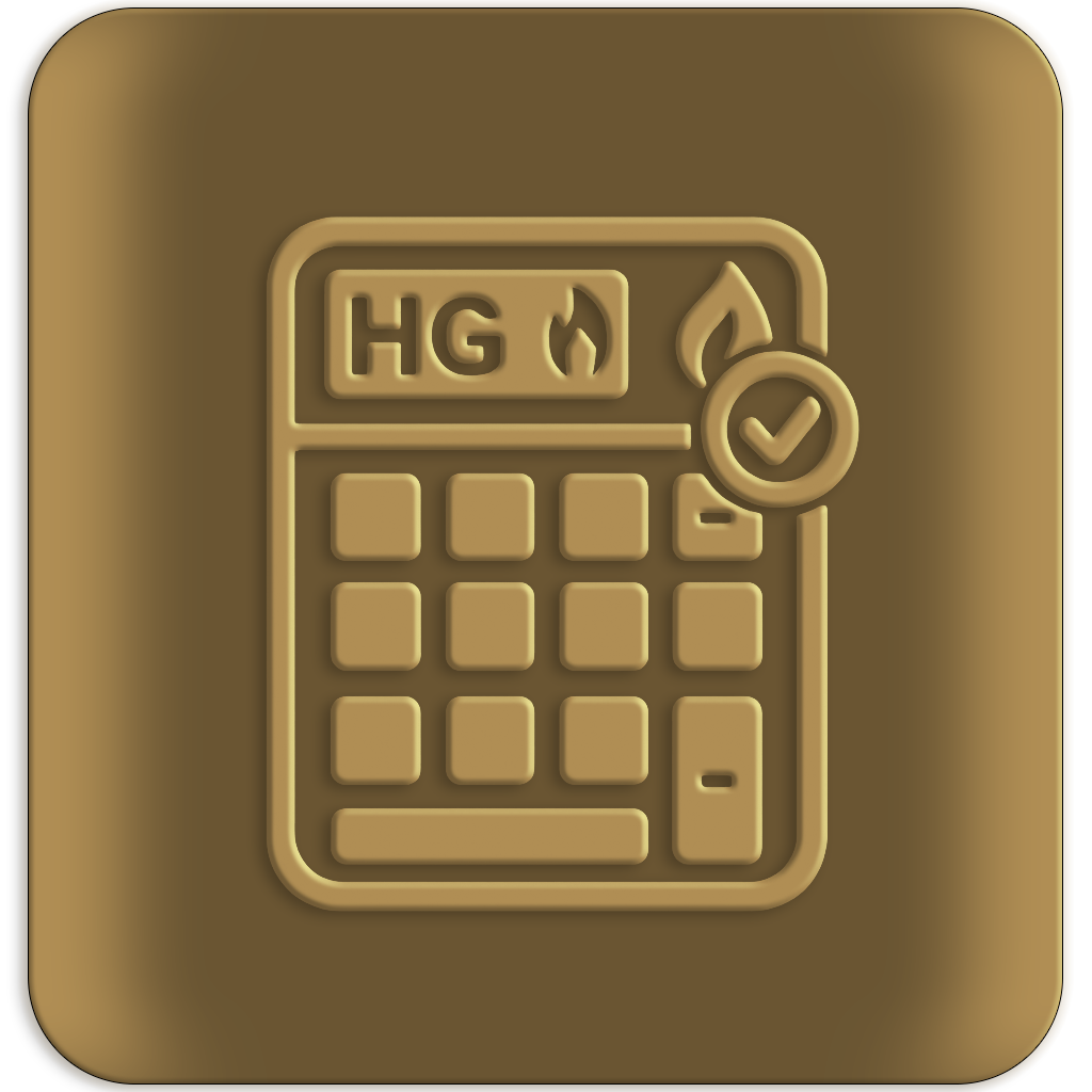 Hardgainer Calorie Calculator – golden icon with HG and calculator symbol