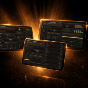 Hardgainer Pro – Kalorienrechner Pro, Trainingsplan Generator Pro und Mealplan Generator Pro auf drei leuchtenden Cards